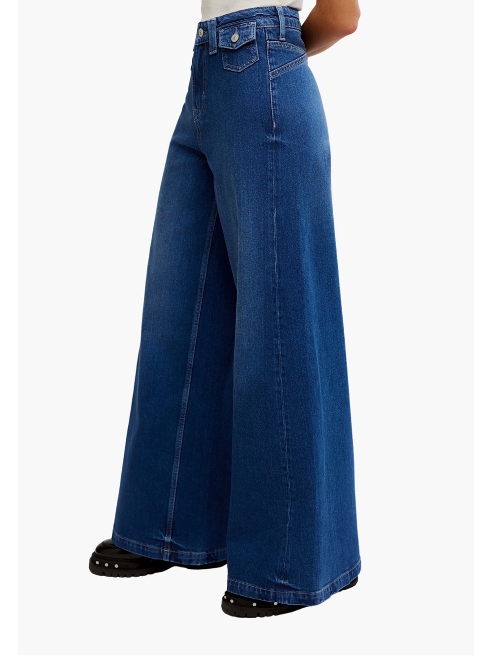 Free People Women’s Jeans Keller High Rise Palazzo Size 30 - Picture 2 of 11
